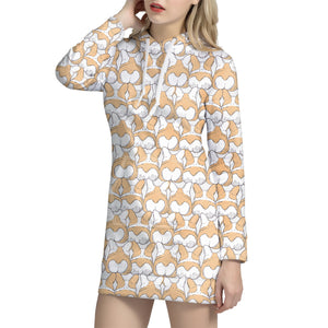 Corgi Butt Pattern Print Hoodie Dress