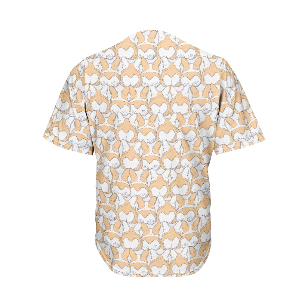 Corgi Butt Pattern Print Men's Baseball Jersey