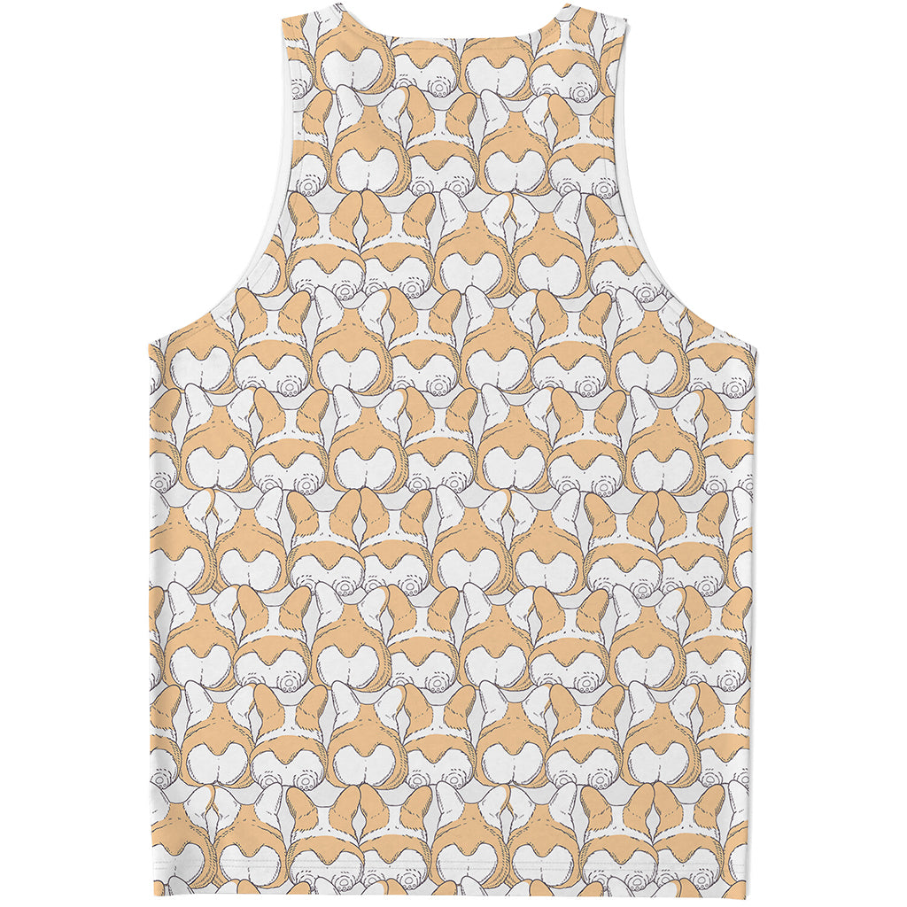 Corgi Butt Pattern Print Men's Tank Top