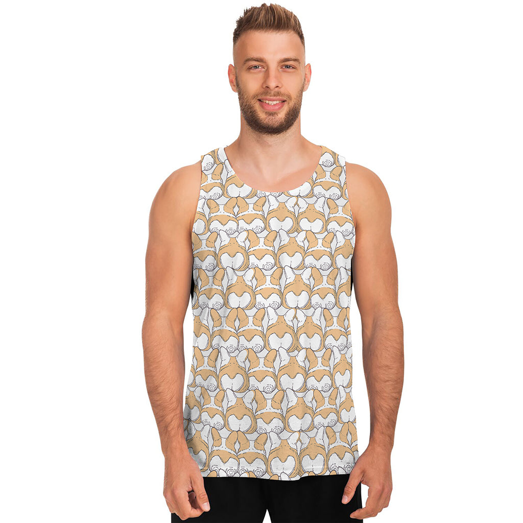 Corgi Butt Pattern Print Men's Tank Top