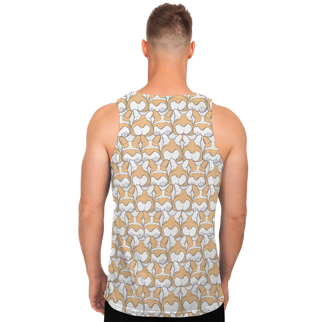 Corgi Butt Pattern Print Men's Tank Top