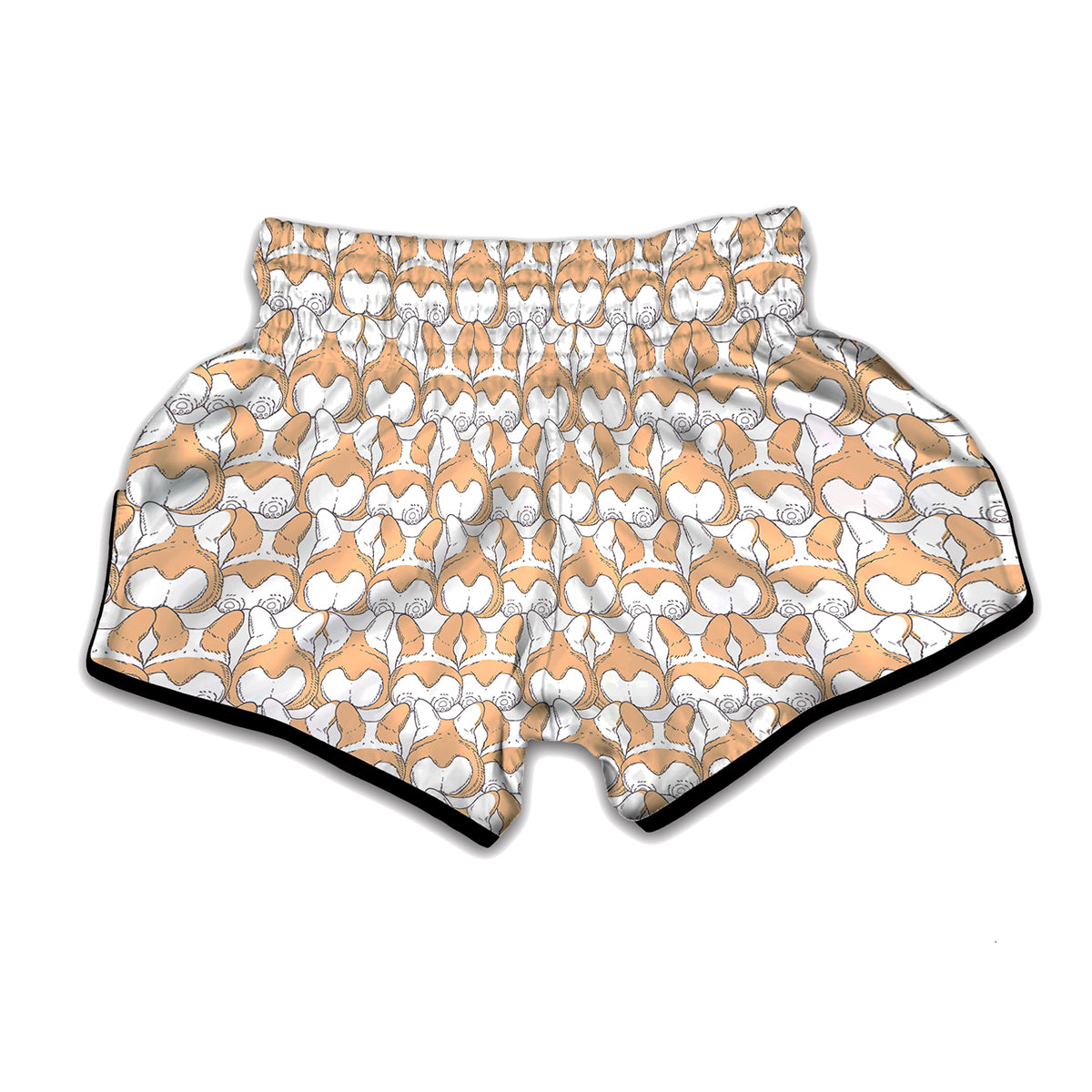 Corgi Butt Pattern Print Muay Thai Boxing Shorts