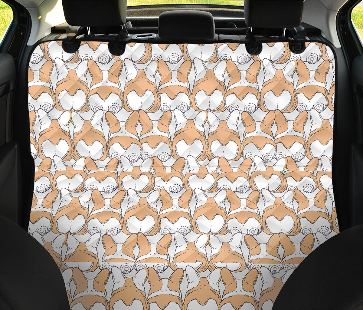 Corgi Butt Pattern Print Pet Car Back Seat Cover