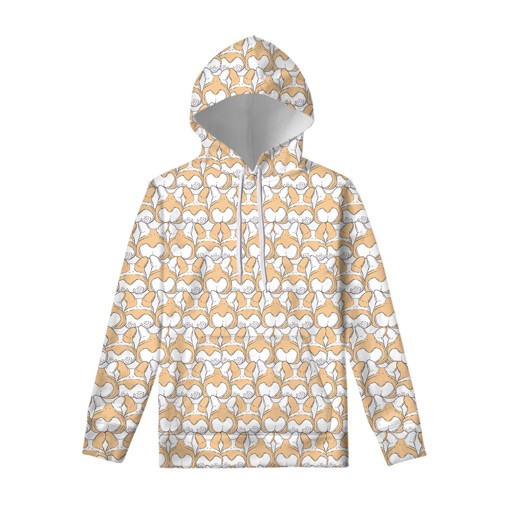 Corgi Butt Pattern Print Pullover Hoodie