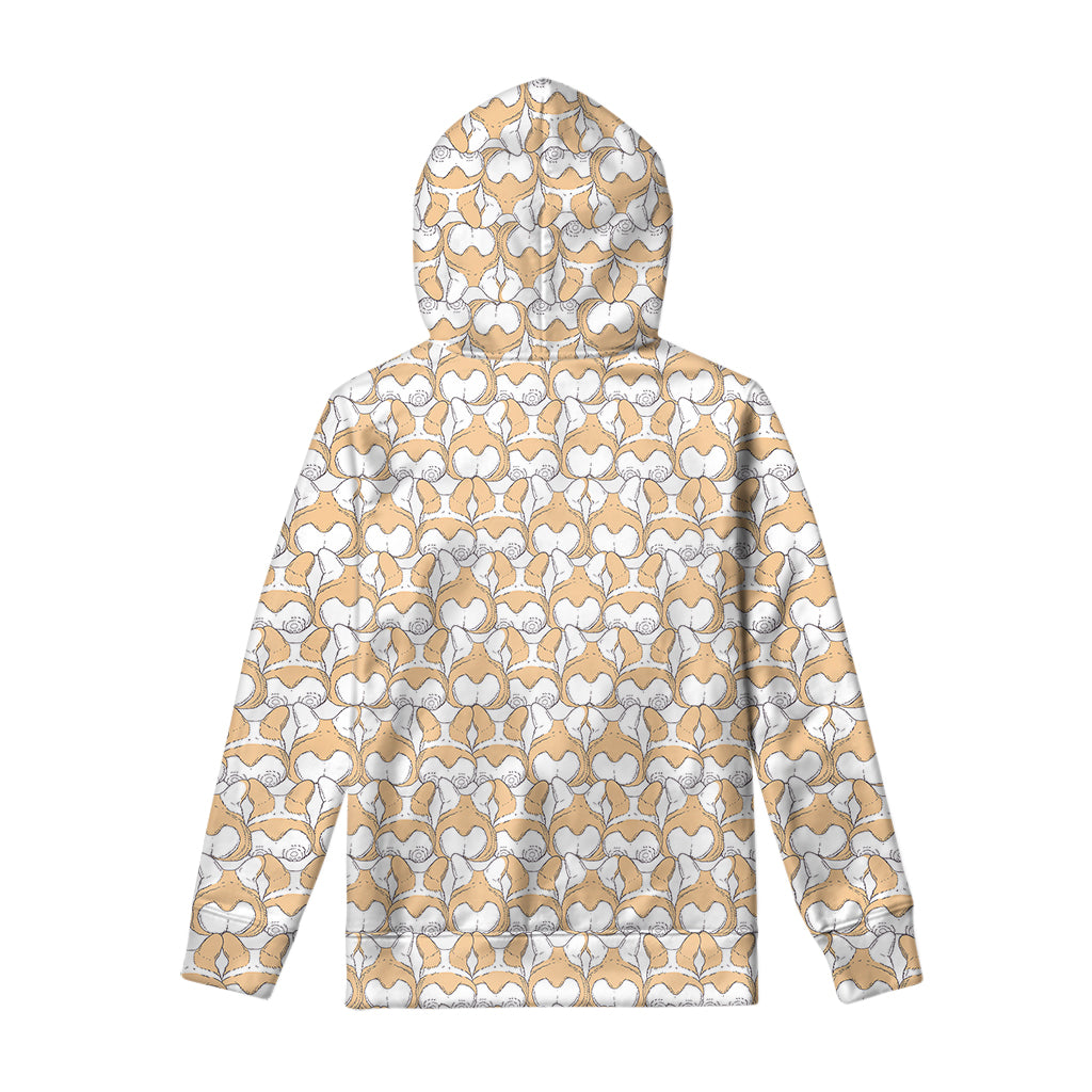 Corgi Butt Pattern Print Pullover Hoodie