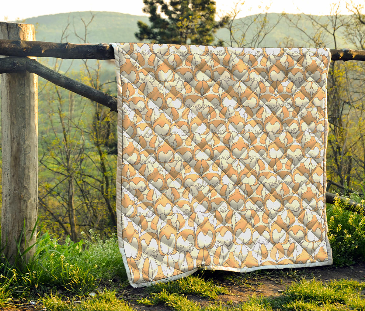 Corgi Butt Pattern Print Quilt
