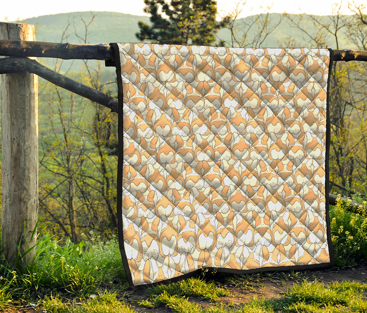 Corgi Butt Pattern Print Quilt