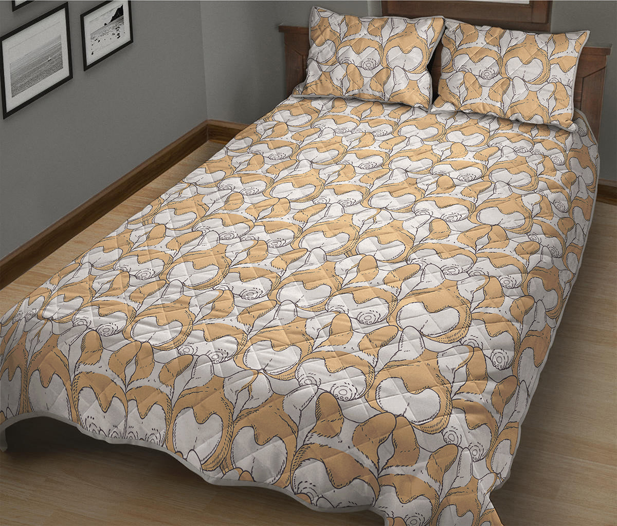 Corgi Butt Pattern Print Quilt Bed Set