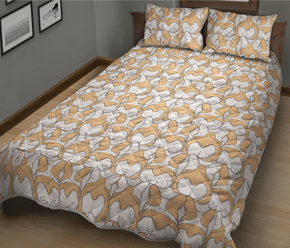 Corgi Butt Pattern Print Quilt Bed Set