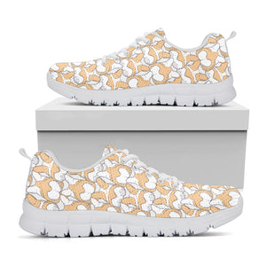 Corgi Butt Pattern Print White Sneakers