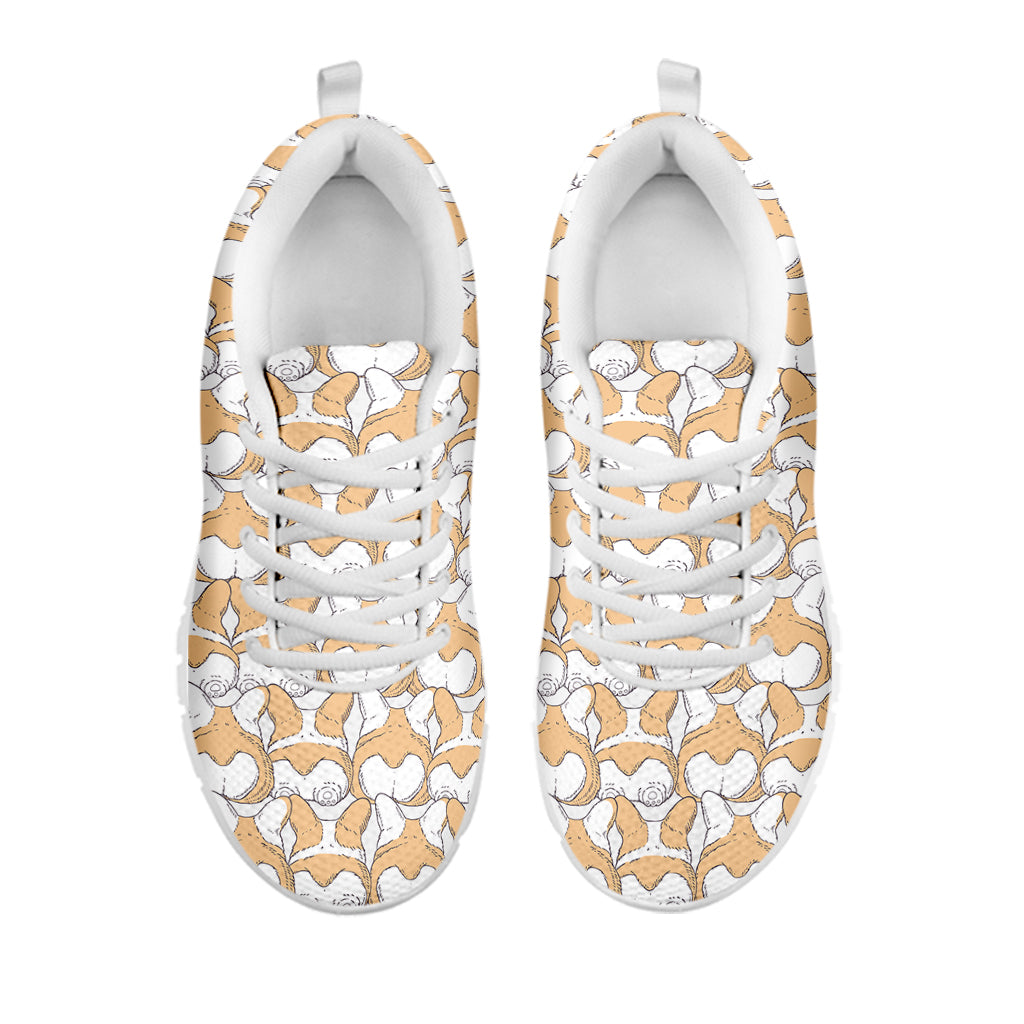 Corgi Butt Pattern Print White Sneakers