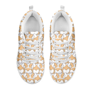 Corgi Butt Pattern Print White Sneakers