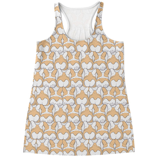 Corgi Butt Pattern Print Women's Racerback Tank Top