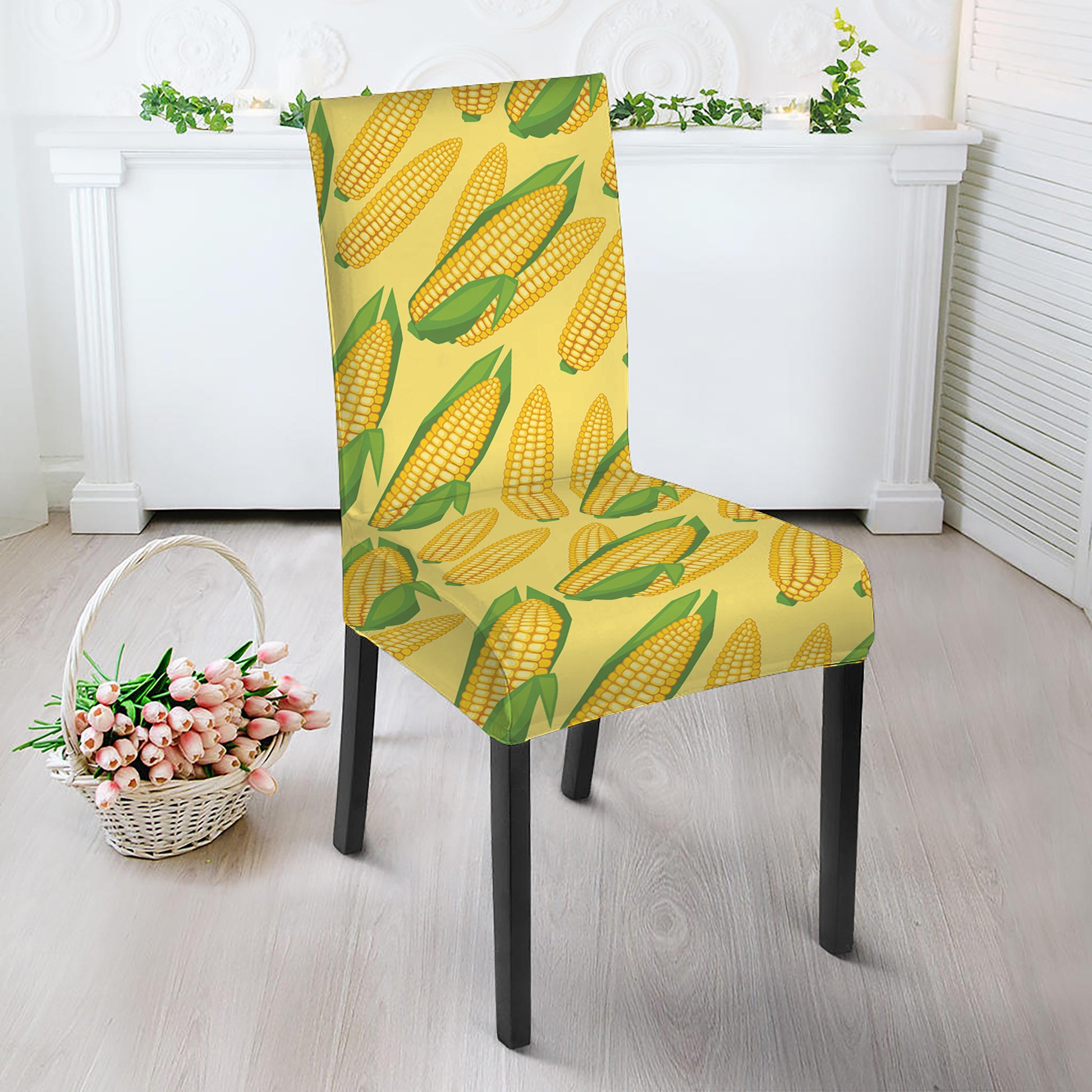 Corn Cob Pattern Print Dining Chair Slipcover