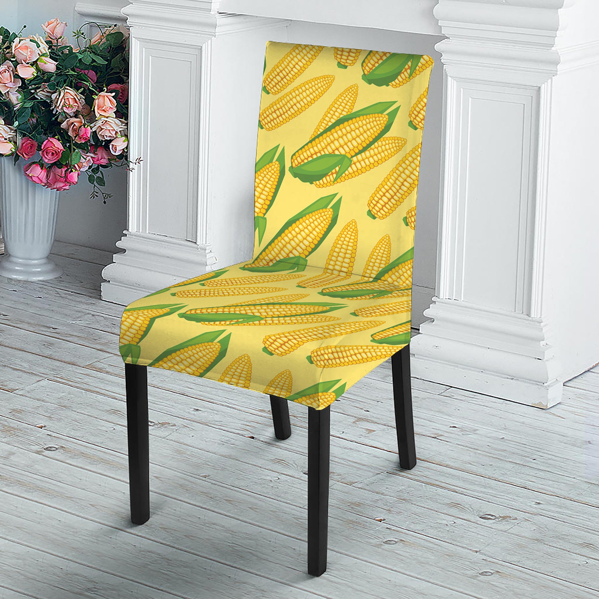 Corn Cob Pattern Print Dining Chair Slipcover
