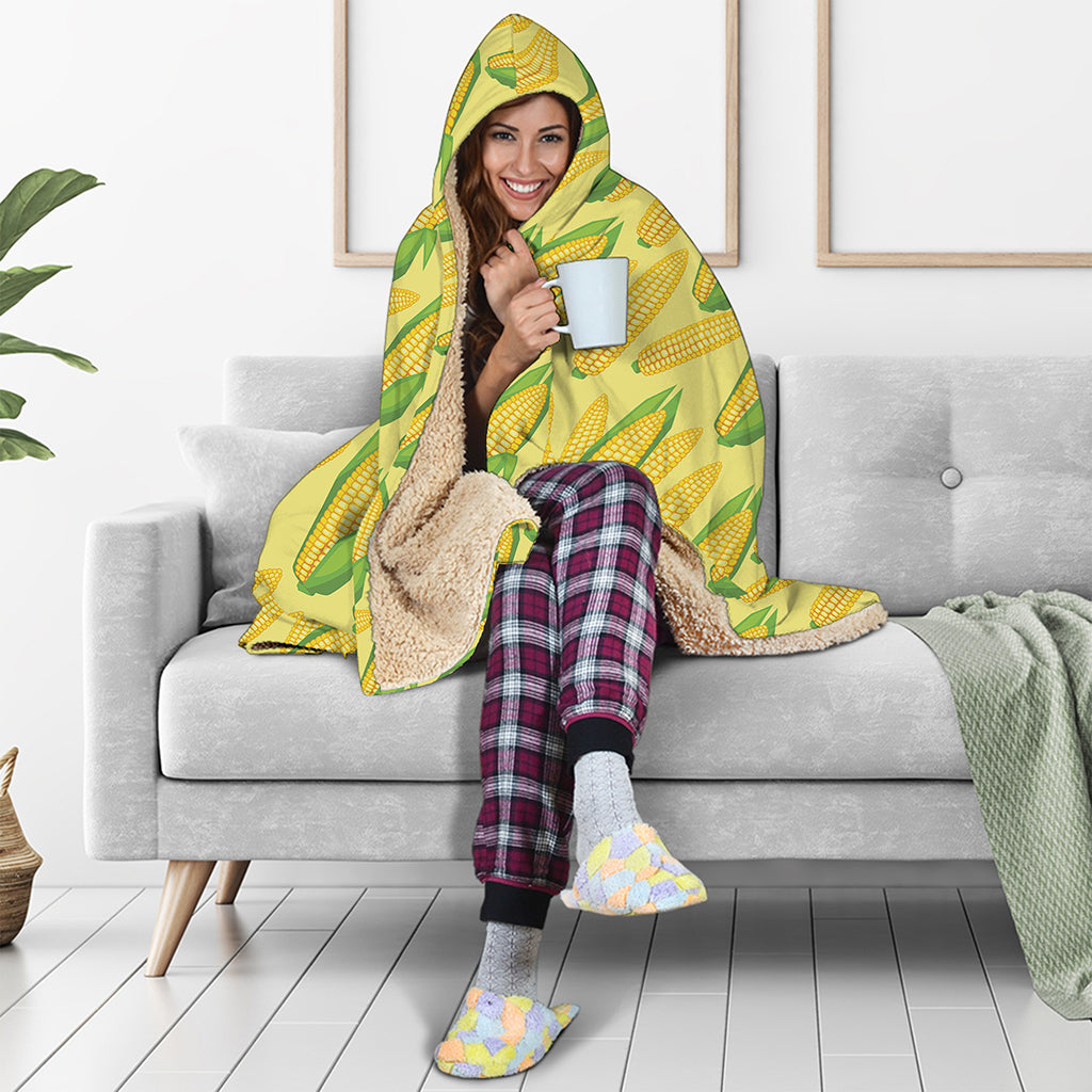 Corn Cob Pattern Print Hooded Blanket