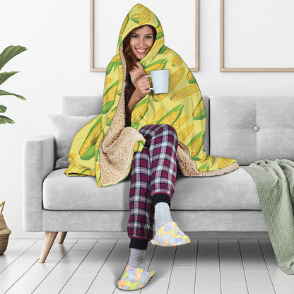 Corn Cob Pattern Print Hooded Blanket