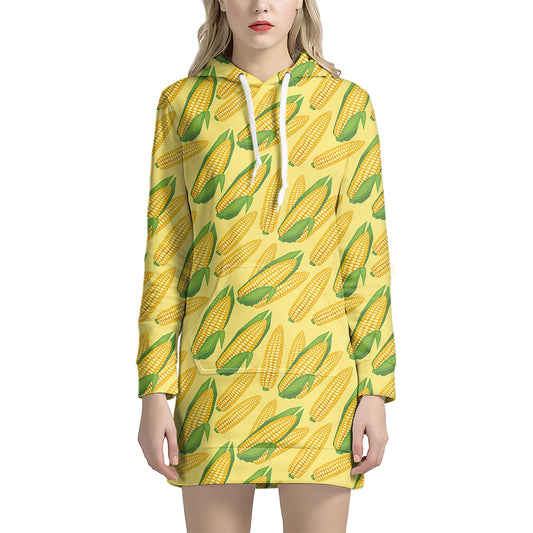 Corn Cob Pattern Print Hoodie Dress