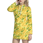 Corn Cob Pattern Print Hoodie Dress