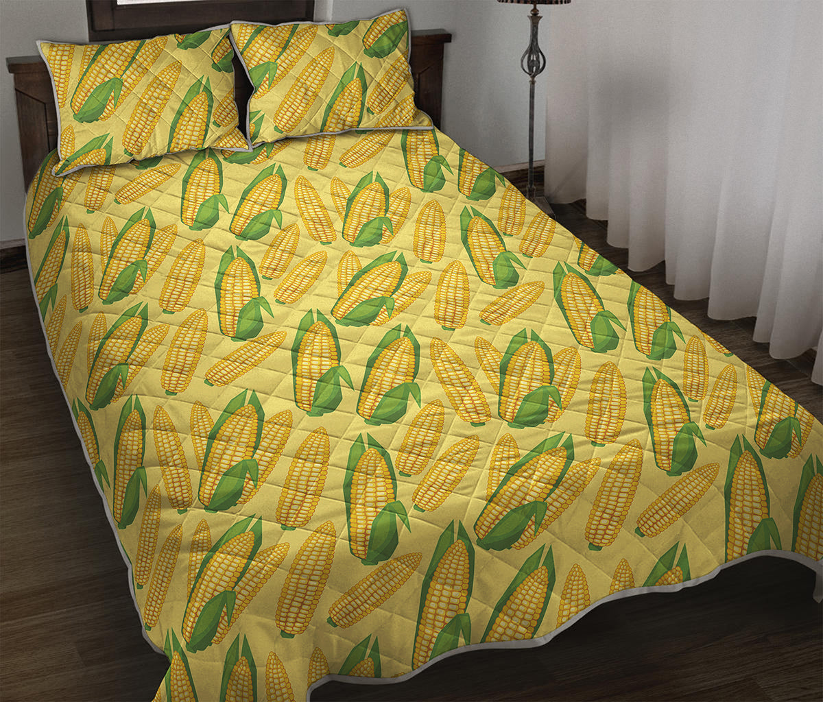 Corn Cob Pattern Print Quilt Bed Set