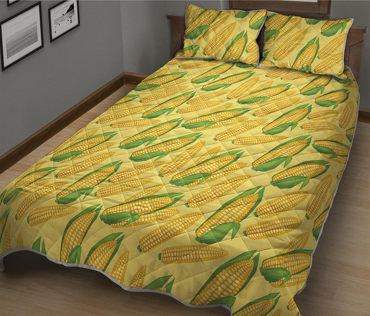 Corn Cob Pattern Print Quilt Bed Set