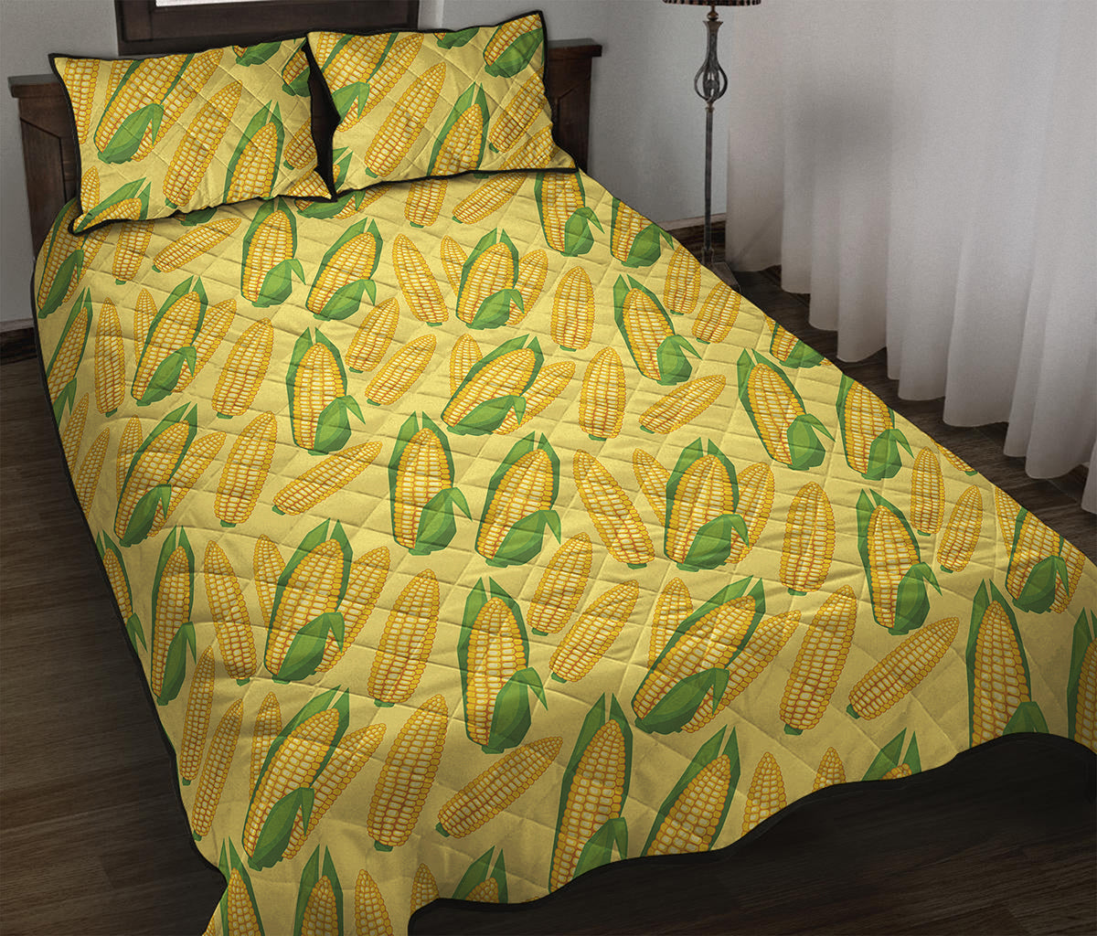 Corn Cob Pattern Print Quilt Bed Set