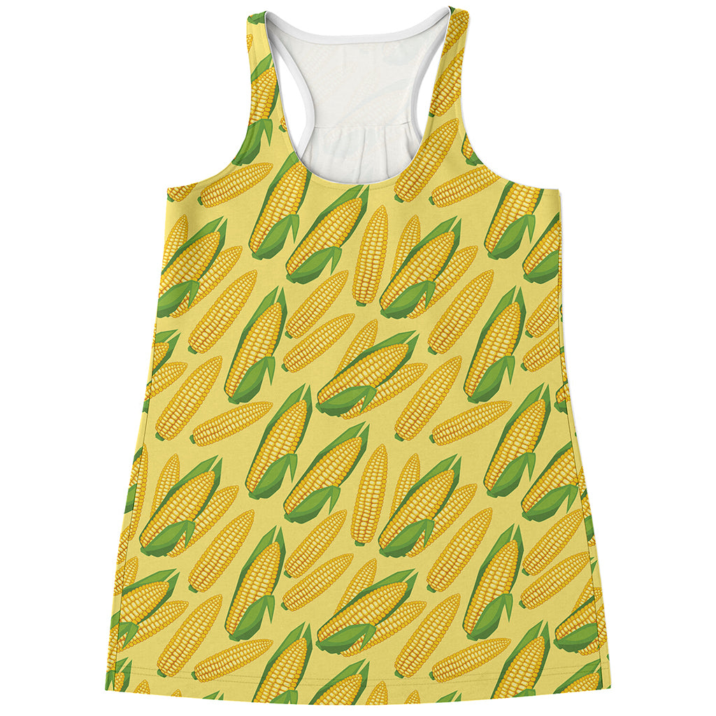 Corn Cob Pattern Print Women's Racerback Tank Top