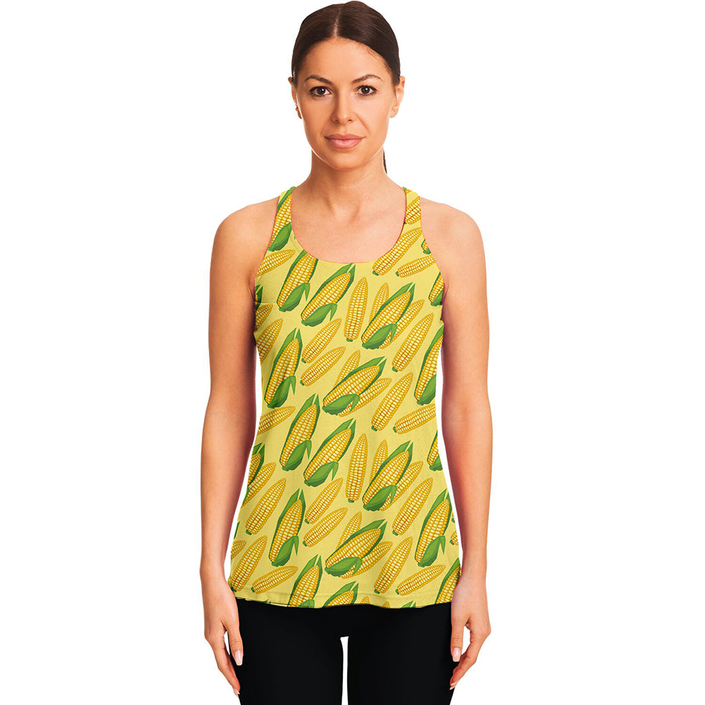 Corn Cob Pattern Print Women's Racerback Tank Top