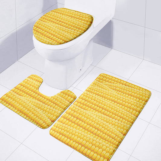 Corn Pattern Print 3 Piece Bath Mat Set