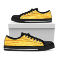 Corn Pattern Print Black Low Top Sneakers