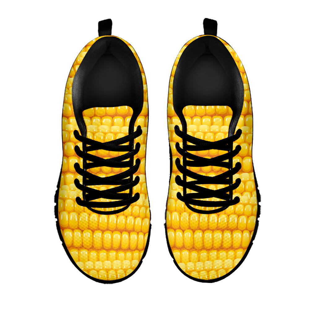 Corn Pattern Print Black Sneakers