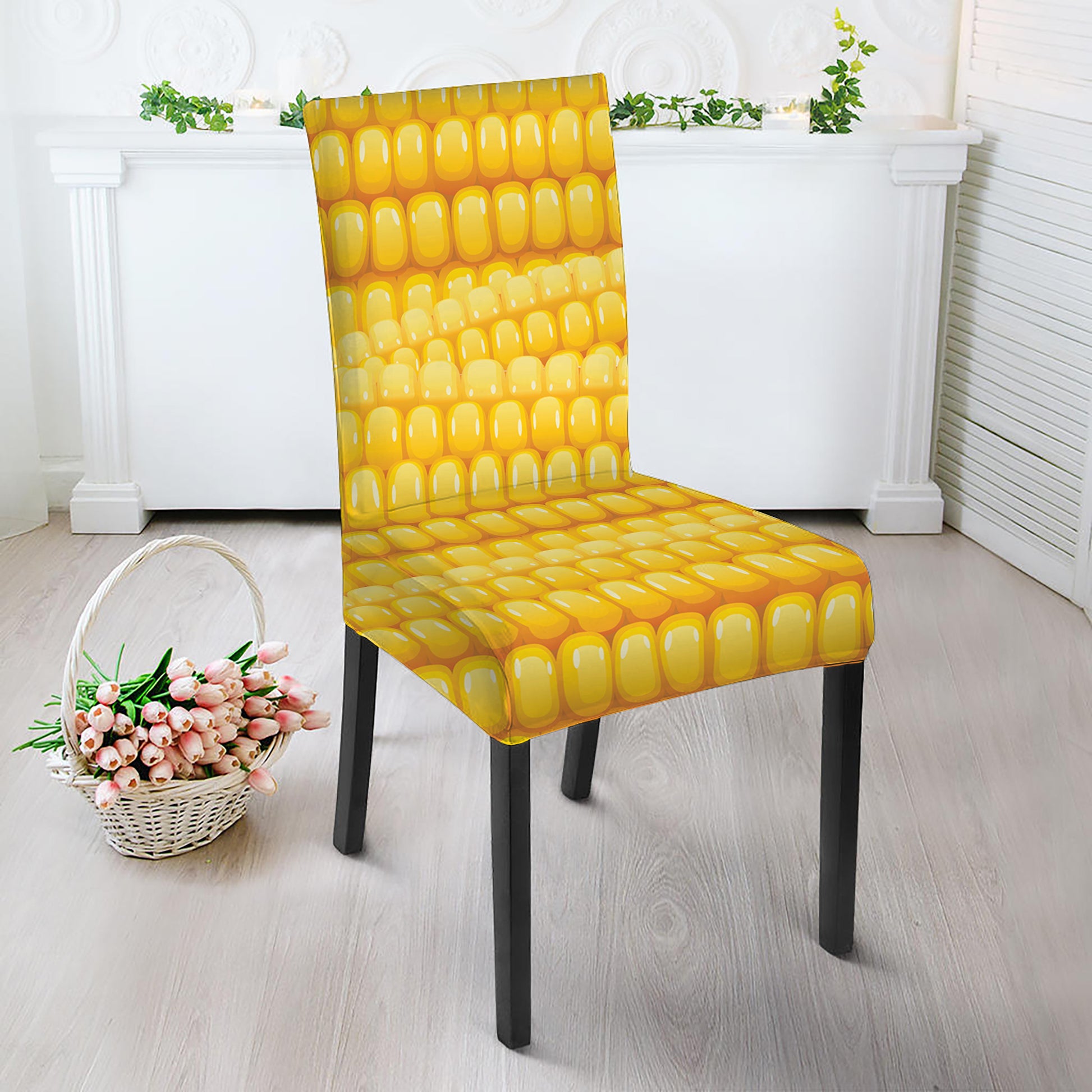 Corn Pattern Print Dining Chair Slipcover