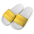Corn Pattern Print White Slide Sandals