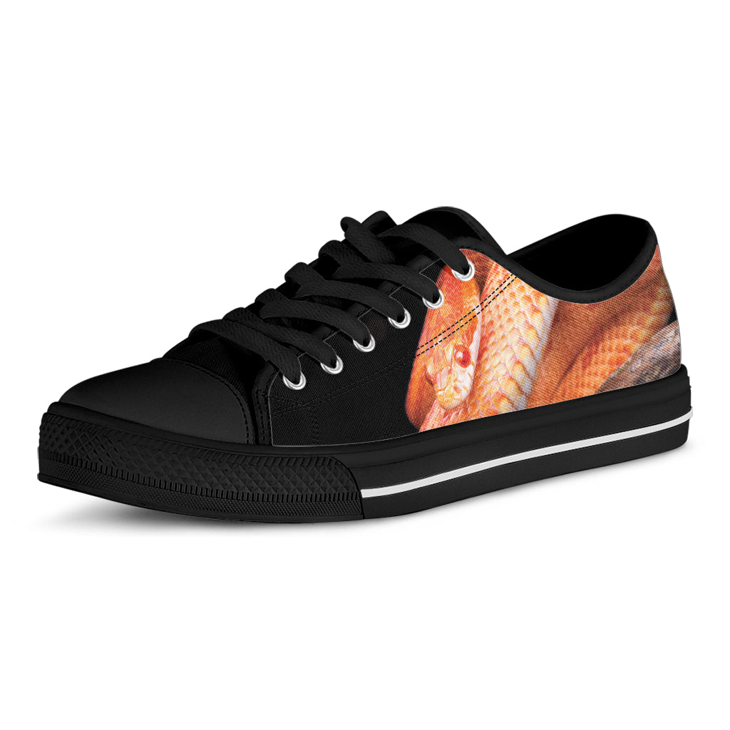 Corn Snake Print Black Low Top Shoes 