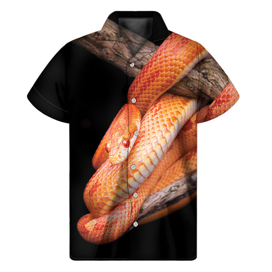 Corn Snake Print Men's Short Sleeve Shirt