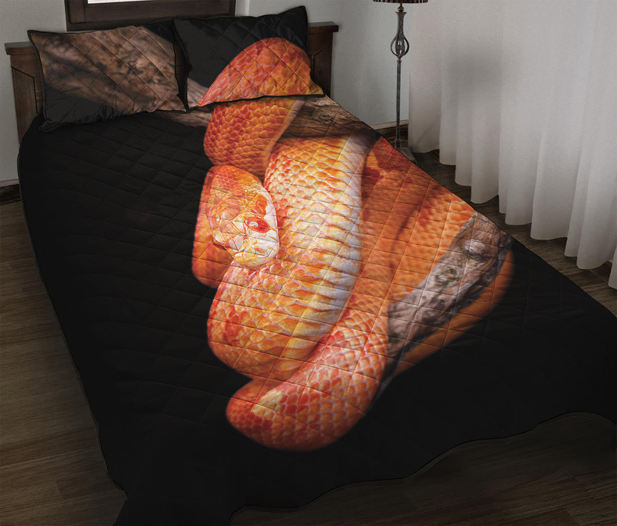 Corn Snake Print Quilt Bed Set