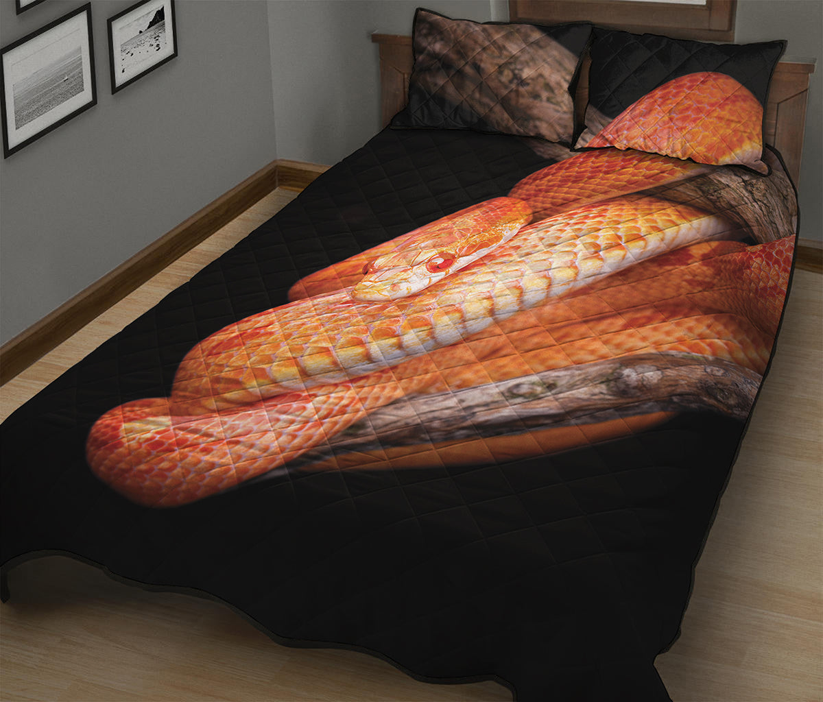 Corn Snake Print Quilt Bed Set