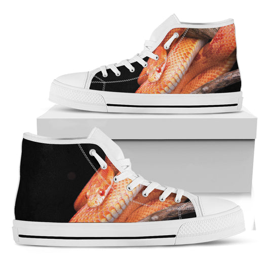 Corn Snake Print White High Top Shoes