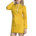 Corn Texture Print Hoodie Dress