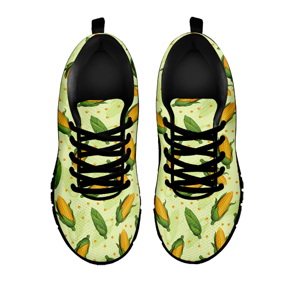 Corncob Pattern Print Black Sneakers