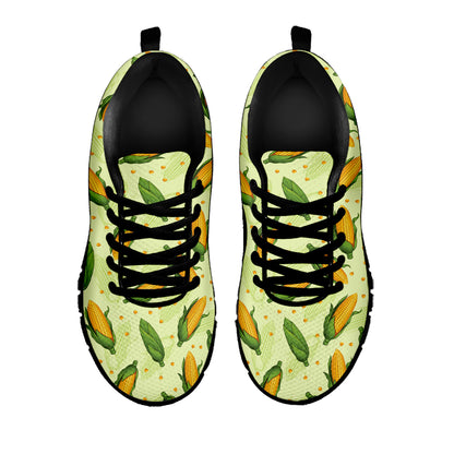 Corncob Pattern Print Black Sneakers
