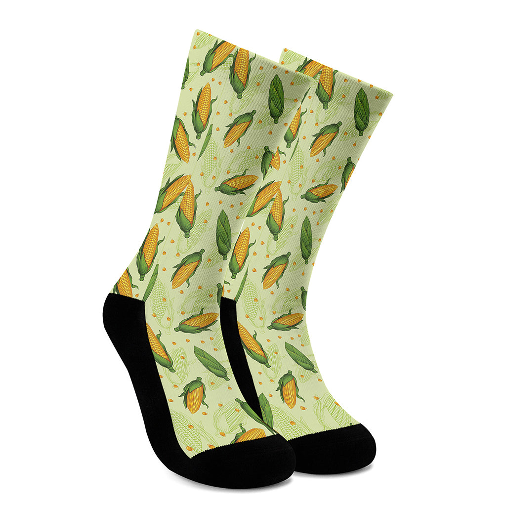 Corncob Pattern Print Crew Socks