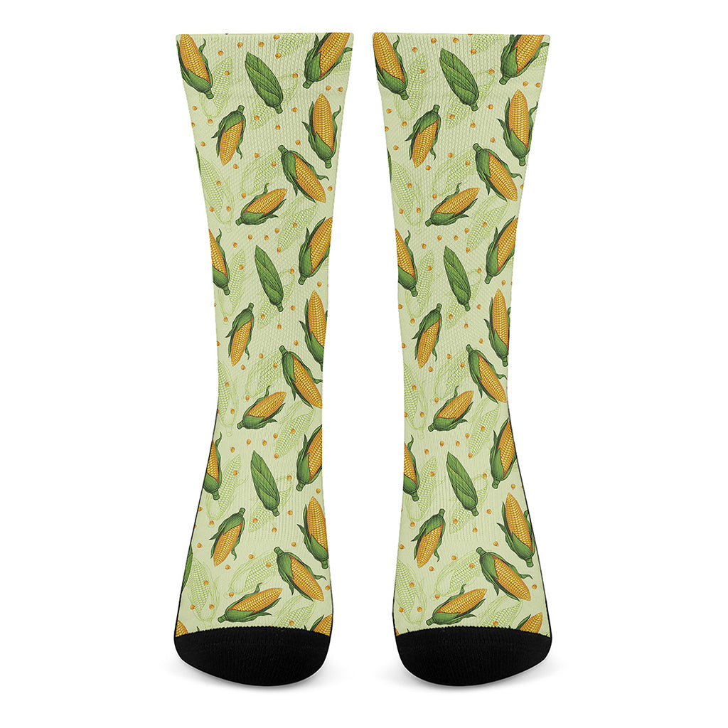 Corncob Pattern Print Crew Socks