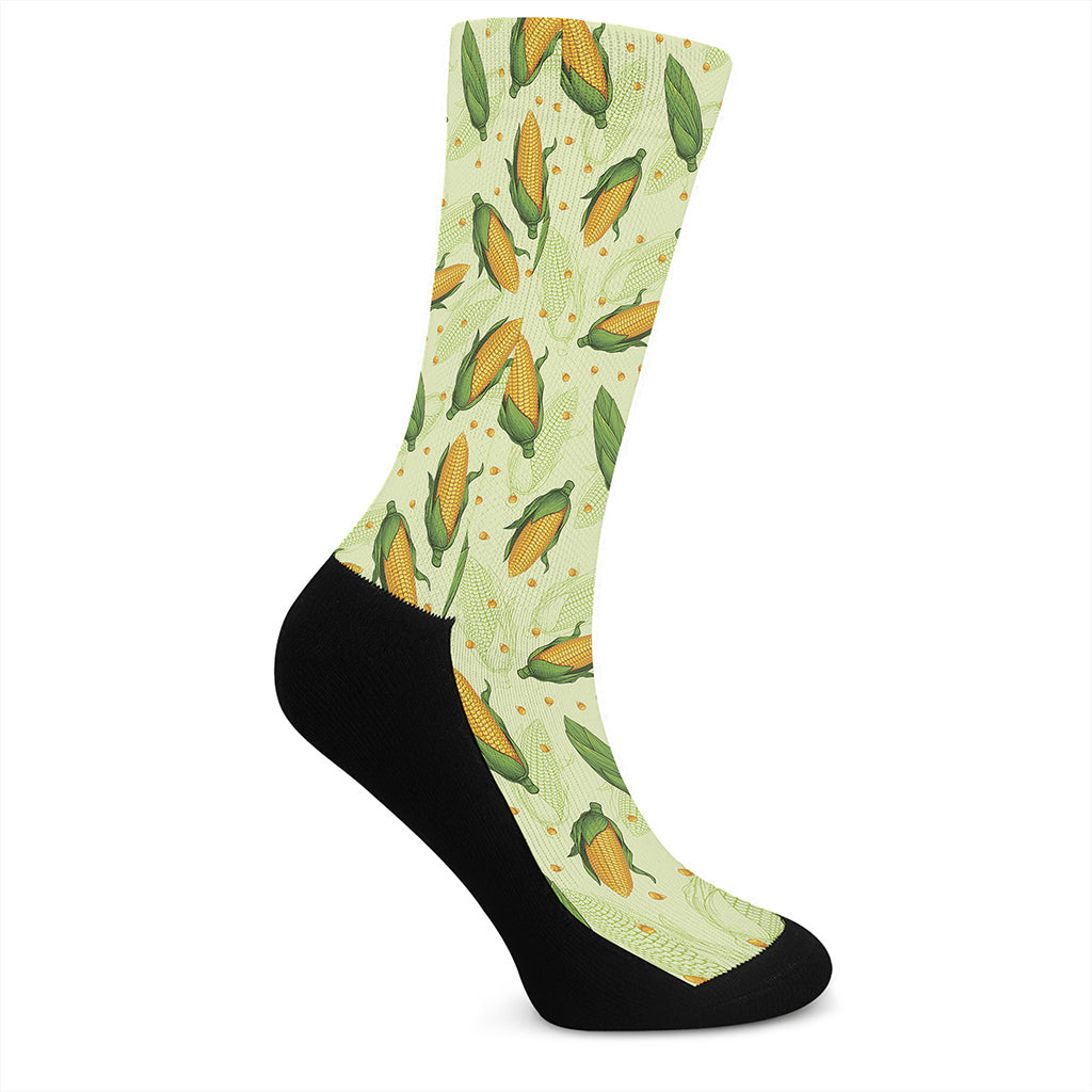 Corncob Pattern Print Crew Socks