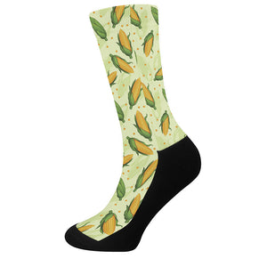 Corncob Pattern Print Crew Socks