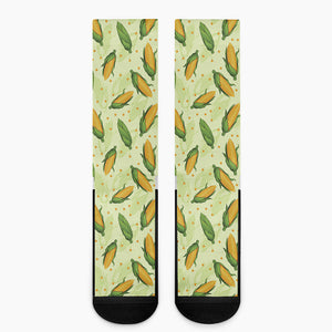 Corncob Pattern Print Crew Socks