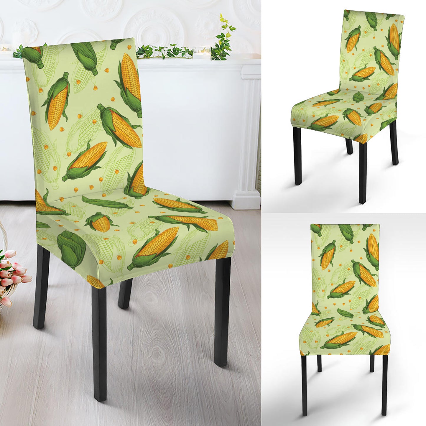 Corncob Pattern Print Dining Chair Slipcover