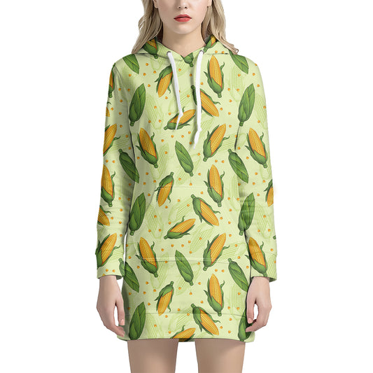 Corncob Pattern Print Hoodie Dress