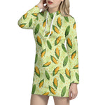 Corncob Pattern Print Hoodie Dress