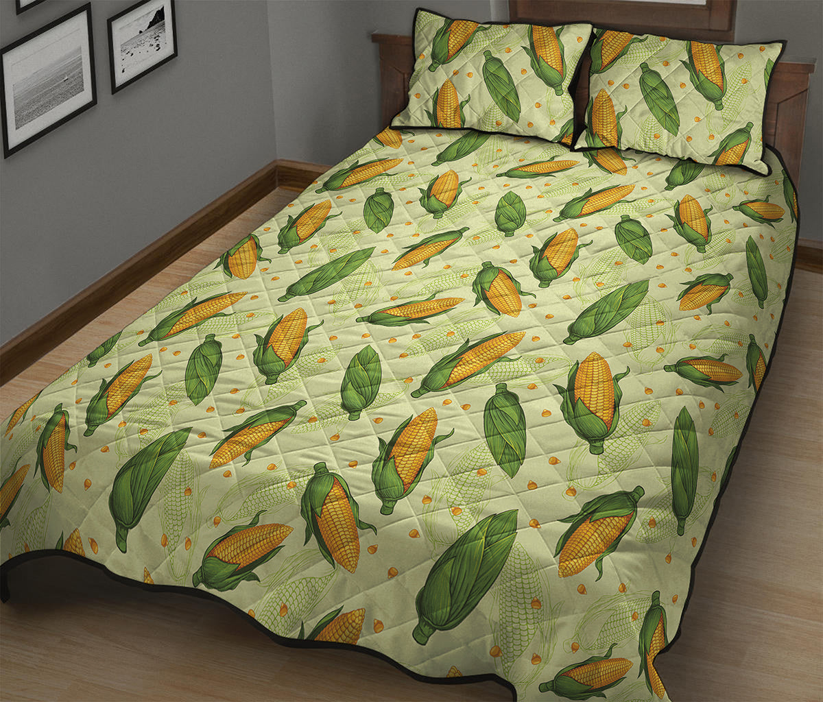 Corncob Pattern Print Quilt Bed Set